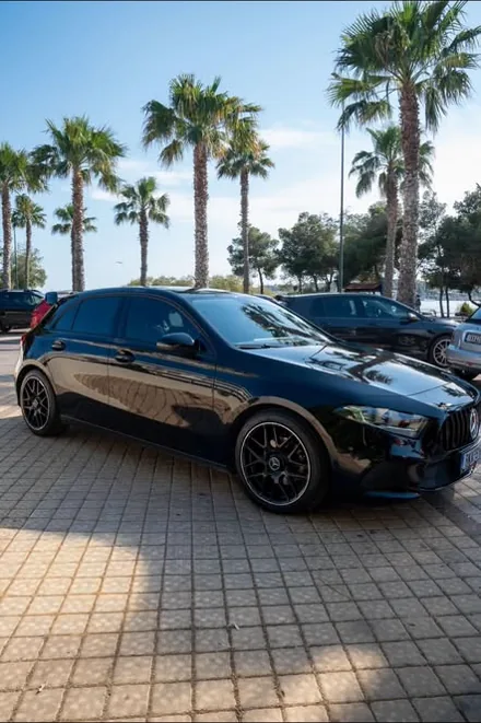 Mercedes-AMG A45 S — πλαϊνή όψη με φοίνικες